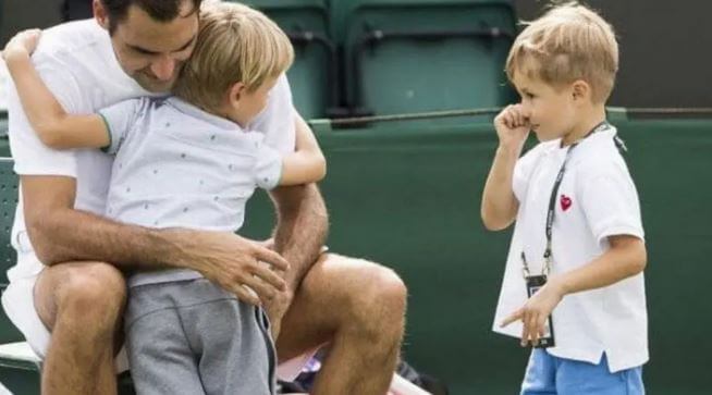 Charlene Riva Federer's brother, Lenny, and Leo with their father, Roger Federer.